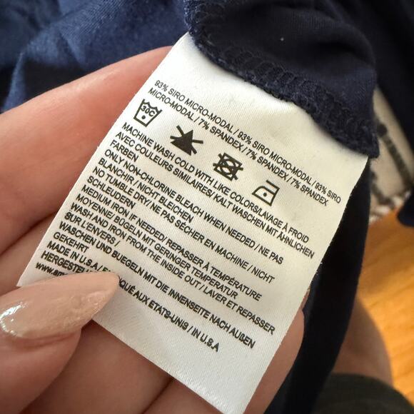 AMOUR VERT Navy Blue Angela Soft Micro Modal Draped Faux Wrap Jersey Top Smalll - Picture 6 of 6